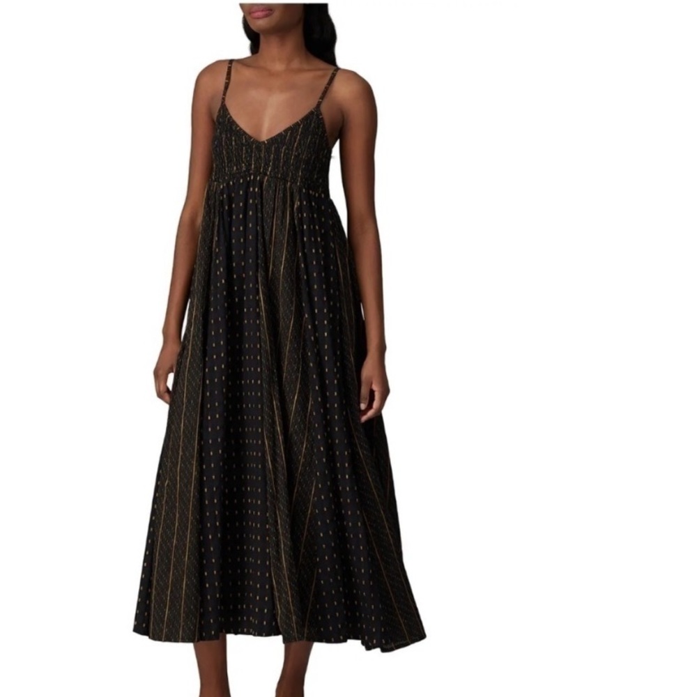 Area Stars Black Gold Maxi Dress Small Bahia Smock